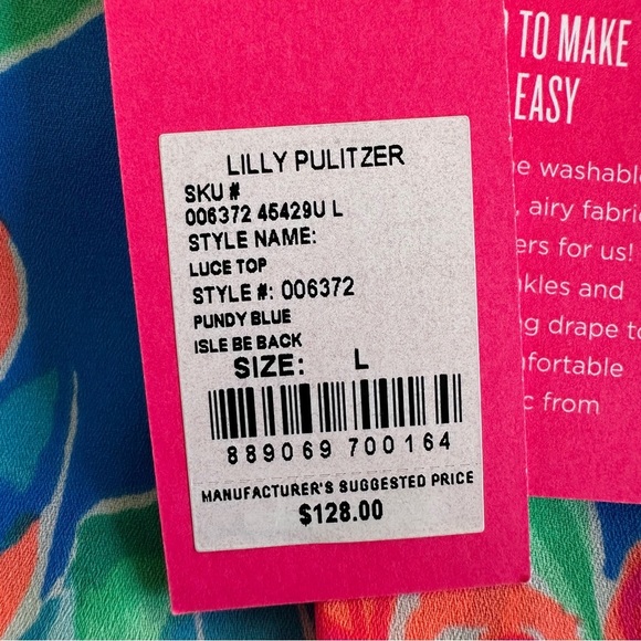 Lily Pulitzer Luce top in Isle Back Back butterfly and floral NWT size Large - Picture 7 of 8